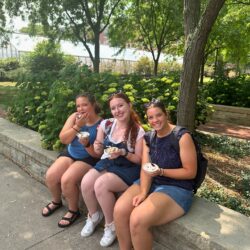 Female students eating ice cream