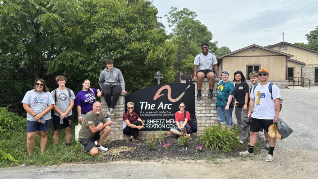 Students pose outside the Arc of Blair County