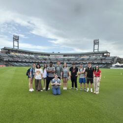 Students pose in the Altoona Curve stadium