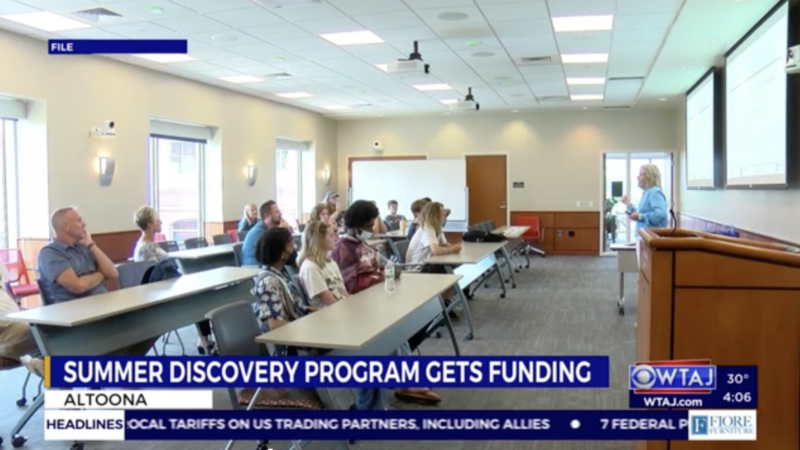 Summer Discovery students in a classroom - screenshot from WtAJ news video