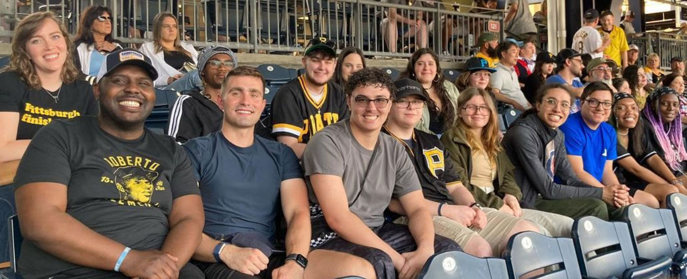 Readiness Institute learners sitting in the stands at a Pittsburgh Pirates game